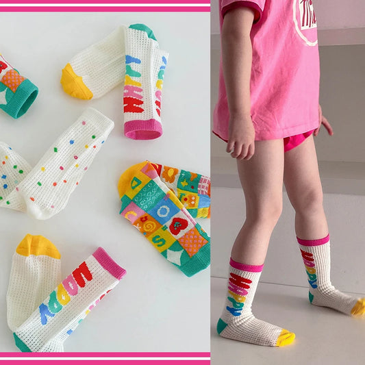 11 Colors Children Socks Spring And Summer Socks Kids Boys Girls Rainbow Color Cute Trendy Socks Ventilation 3 Pairs/bag