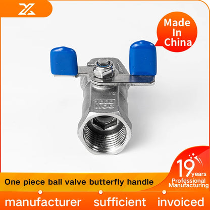 One piece butterfly handle ball valve 304 stainless steel ball valve butterfly handle 316L butterfly handle valve switch 4 point