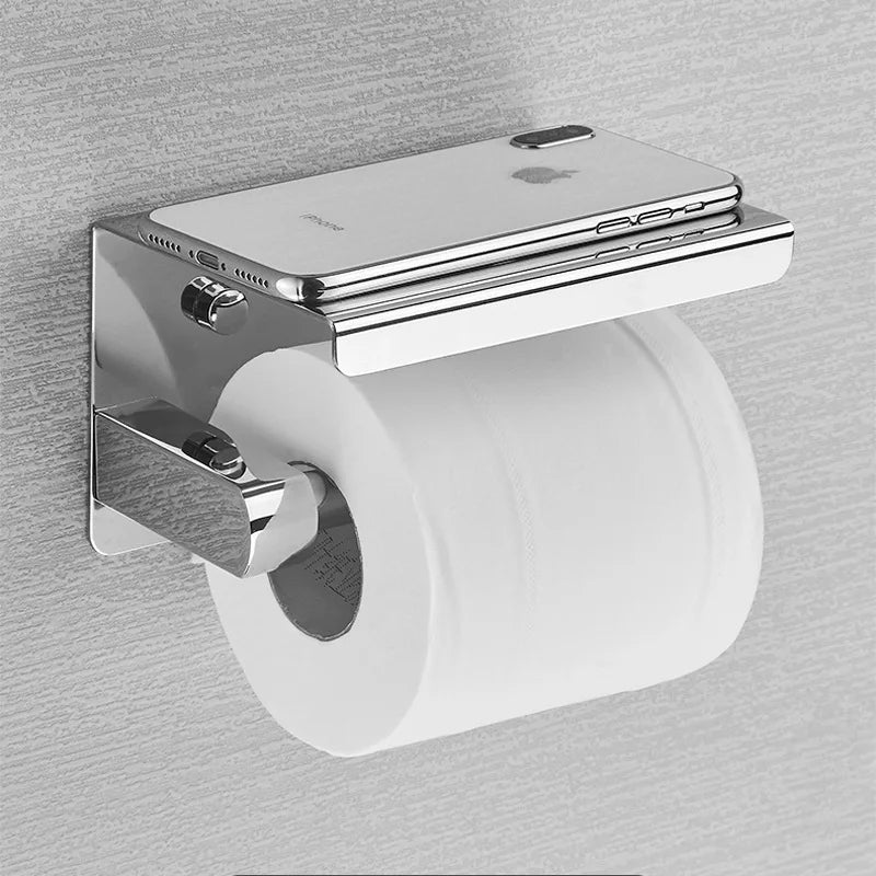 Stainless Steel Bathroom Paper Holder Toilet Roll Holder No Drilling Wall Mount WC Paper Phone Holders Home Paper Towel Holder