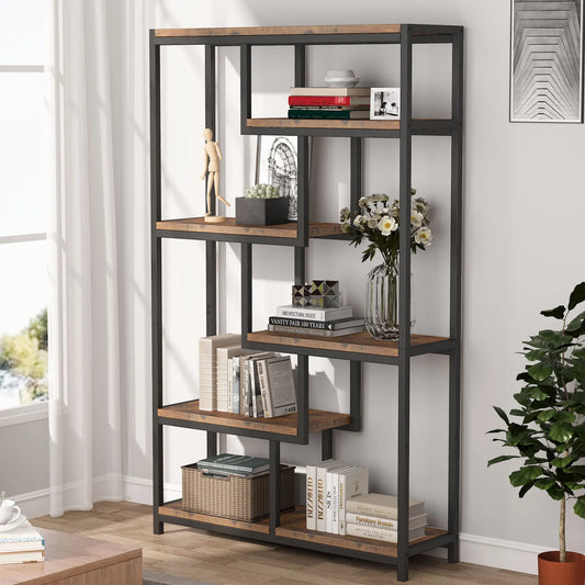 Tribesigns Bookcase Bookshelf Industrial, 5 Tier Free Standing Shelving Display Storage Unit for Living Room, Home Office