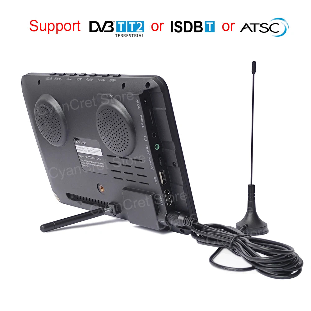 LEADSTAR D8 Portable TV 8 Inch DVB-T2 ATSC ISDB-T TDT Digital and Analog Mini Small Car Television Support USB TF MP4 H.265 AC3