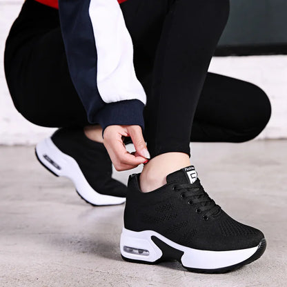 Women's Platform Mesh Breathable Sneakers Womens Spring New Casual Wedge Basket Shoes Tennis Female Thick Woman Summer Trainers