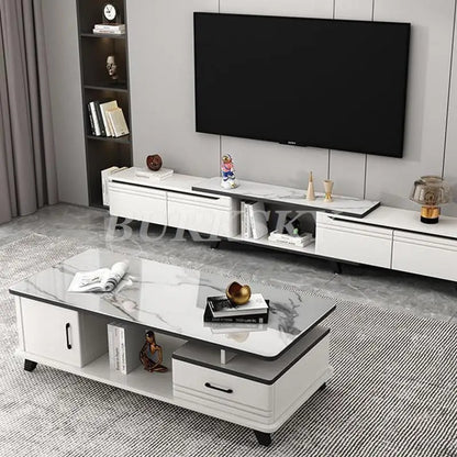 Coffee table living room home light luxury modern simple coffee table TV cabinet combination apartment tempered Glass table