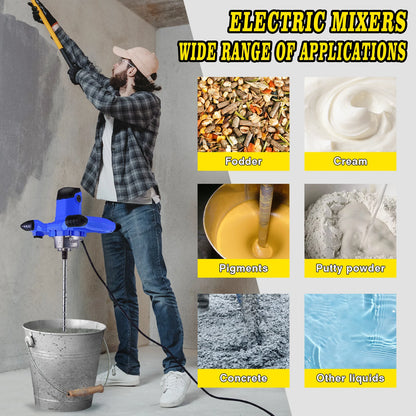 2600W 240V Concrete Mixer Machine Paddle Mixer, 1700 U/min Electric Power Plaster Mixer, 6 Speed Adjustable Paint Mixer Tool