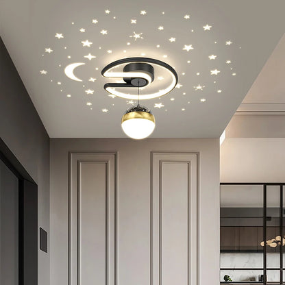 Black Gray 28W LED Ceiling Light For Hallway Glass ball shades Foyer Aisle Indoor lighting Luminaire Lustre star effect dropship