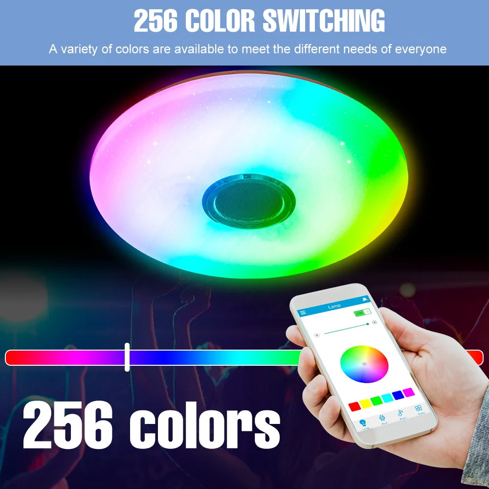 220V RGB Ceiling Light Decorative Bulb Bluetooth Control Smart Living Room Lights LED Chandelier Night Lamp Music Rhythm Lamps