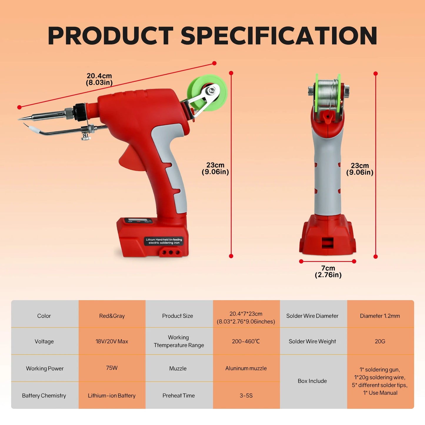 75W Electric Solder Gun Cordless Soldering Iron Kit with Digital Display Welding Tools for Milwaukee 18V Battery (No Battery)