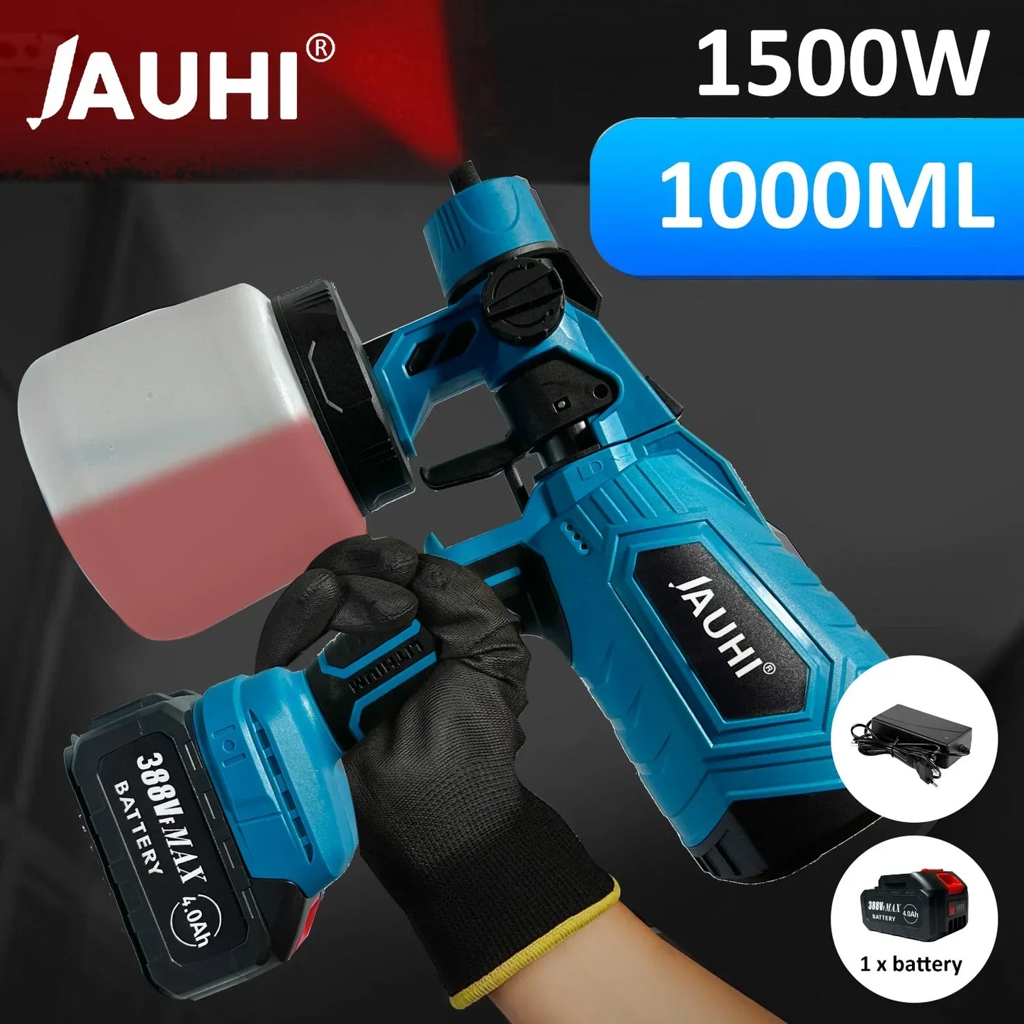 1000ML Cordless Electric Spray Gun Portable Household Paint Sprayer Auto Furniture Steel Coating Airbrush For Makita 18V Battery