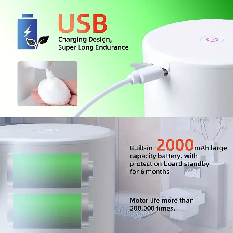 Automatic Soap Dispenser Touchless Foaming Soap Dispener USB Rechargeable Smart Infrared Sensor Liquid Distributor for Bathroom