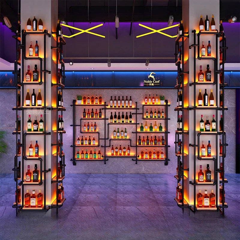 Bar Exterior Farmhouse Cabinet Display Shop Furniture Vinegar Wine Glass Wall Restaurant Modern Nightclub Holder Drink Showcase