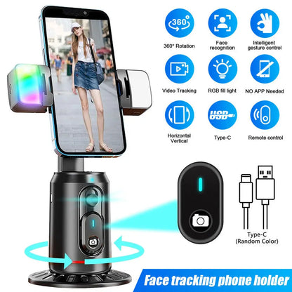 Auto Face Tracking Mobile Phone Holder 360° Rotation Gimbal Stabilizer Smart Shooting Camera Mount for Live Vlog Streaming Video