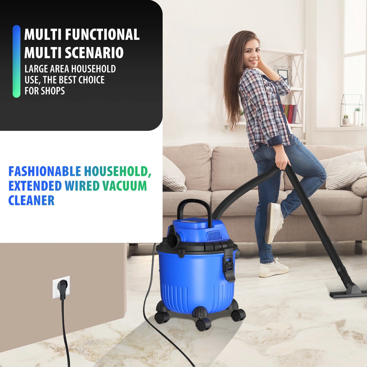 DayPlus 3 in 1 Wet & Dry Vacuum Cleaner Powerful 5000W Lightweight Floor & Carpet Bagless Vacuum Cleaner,15L 35KPA For Home