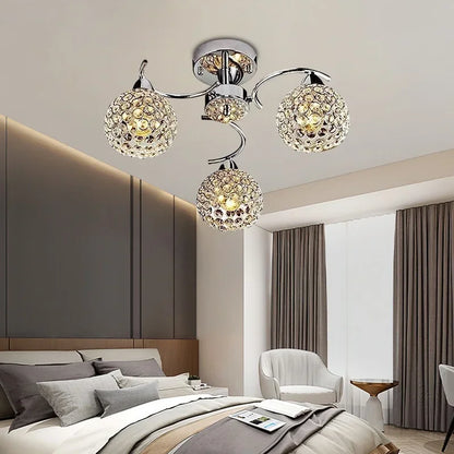 3 Heads Crystal Chandelier Luxury LED Living Room Chandeliers E14 Bulb Led Lustre Lights