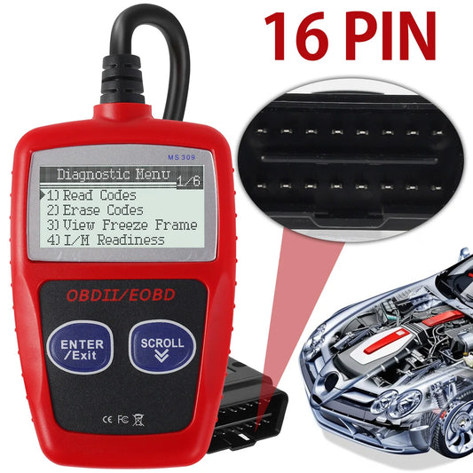 Car Fault Code Reader MS309 Automotive Code Reader OBD2 Scanner Car Check Engine Fault View Freeze Data CAN Diagnostic Tool