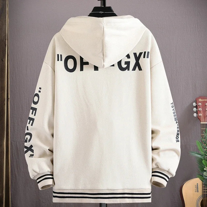 S-6XL Black Oversized Hooded Jacket Men's Baseball Jacket Autumn Winter High Quality Cotton Hoodie Top Harajuku Men's Clothing