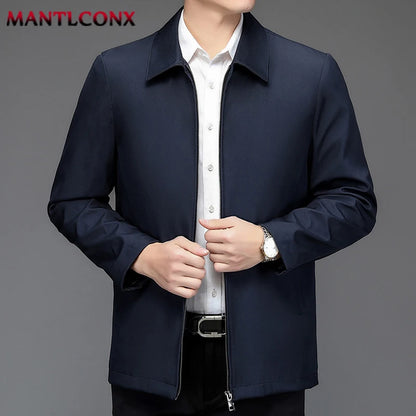 Loose Casual Solid Men's Business Jacket Social Blazer Quality Middle Aged Men's Jacket Outerwear for Men Office Dress Coat 3XL