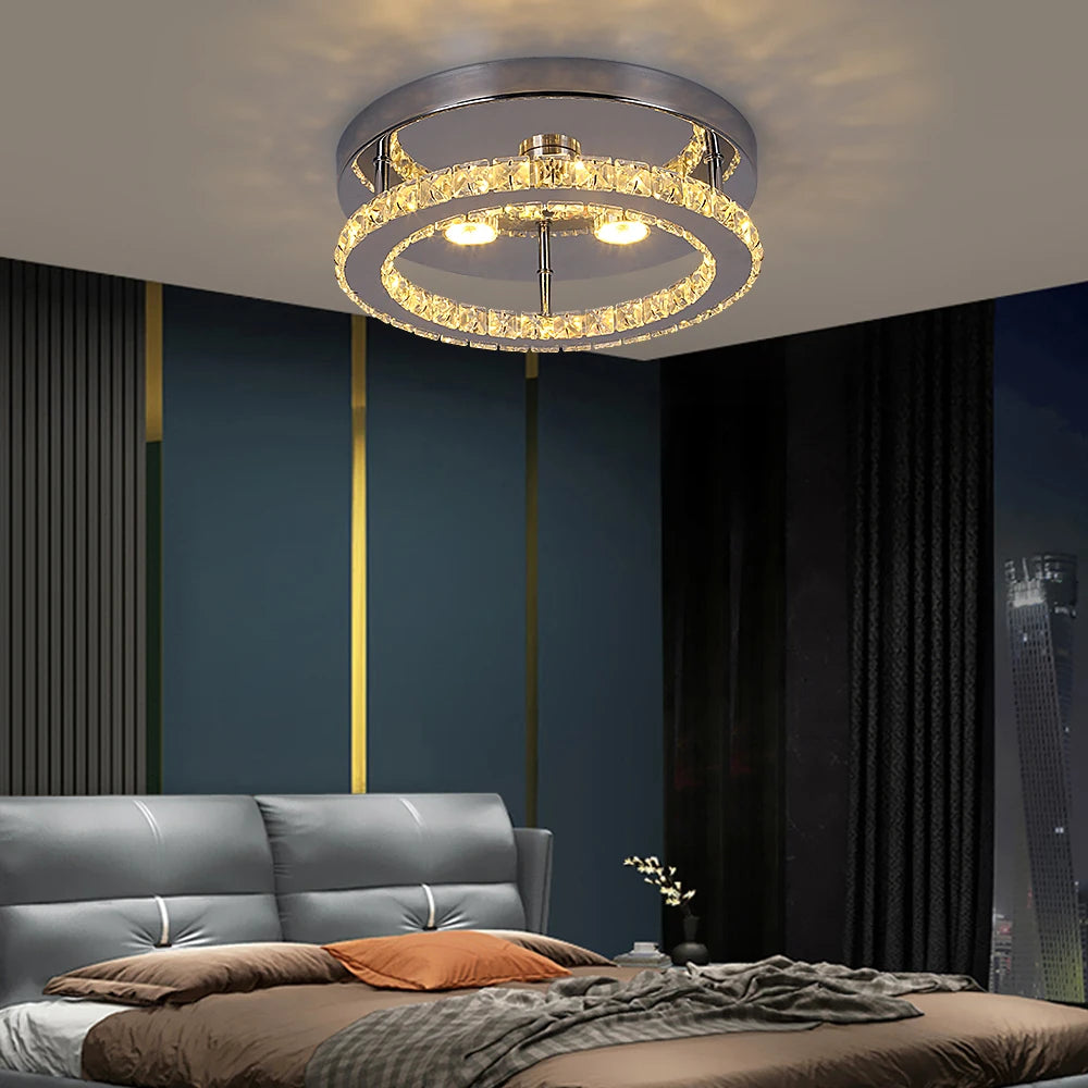 Led K9 Crystal Ceiling Lamp Bedroom Kitchen Cricle Ceiling Chandelier LightCristal Lustre Home Decora 110V-220V Lighting Fixture