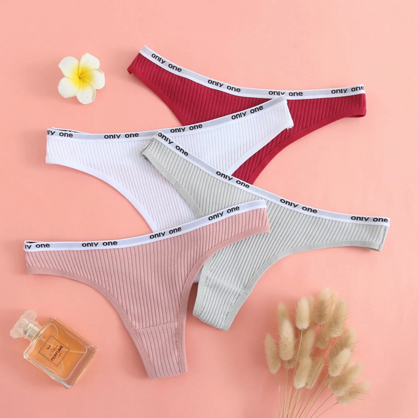 Cotton Sexy Low Waisted Thong Fashionable Letter Women Underwear Elastic Comfortable Solid Color Tanga Breathable Sports Panties