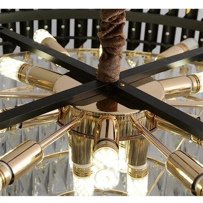 LED Luxury Black Gold Crystal Chandeliers For Living Room Kitchen Island Lustre Hanging Pendant Lamp Indoor Lighting Fixture