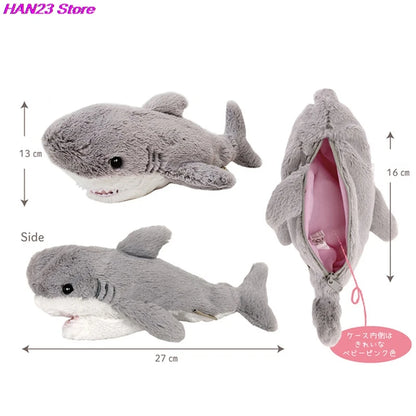 1PC Cute Plush Shark Pencil Case Student Stationery School Supplies Kawaii Doll Back To School Storage Bag Pen Bag Stationery