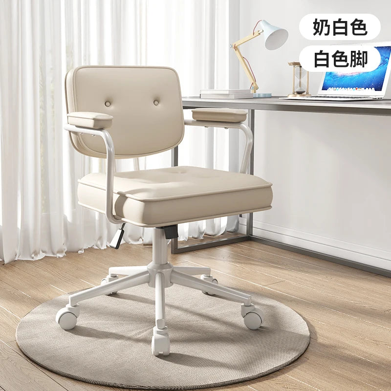 Nordic White Office Chair Girl Ergonomic Wheels Relaxing Hand Armchairs Modern Conference Cadeira Presidente School Furniture