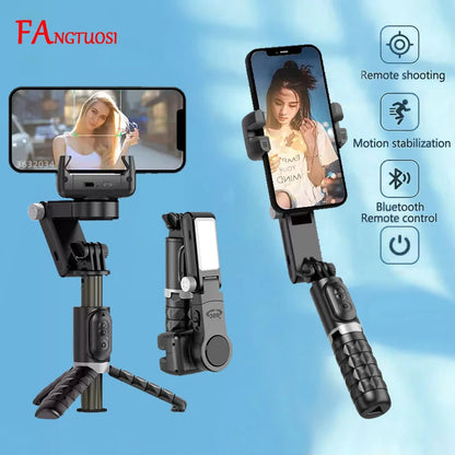 FANGTUOSI 360 Rotation Gimbal,Selfie Stick Tripod With Shutter Fill Light Following Shooting,Stabilizer for Smartphone Live/Vlog