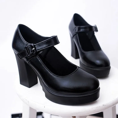 Women Mary Jane Shoes 2024 Thick Heel Platform Women's High Heels Trendy Comfortable Women's Shoes