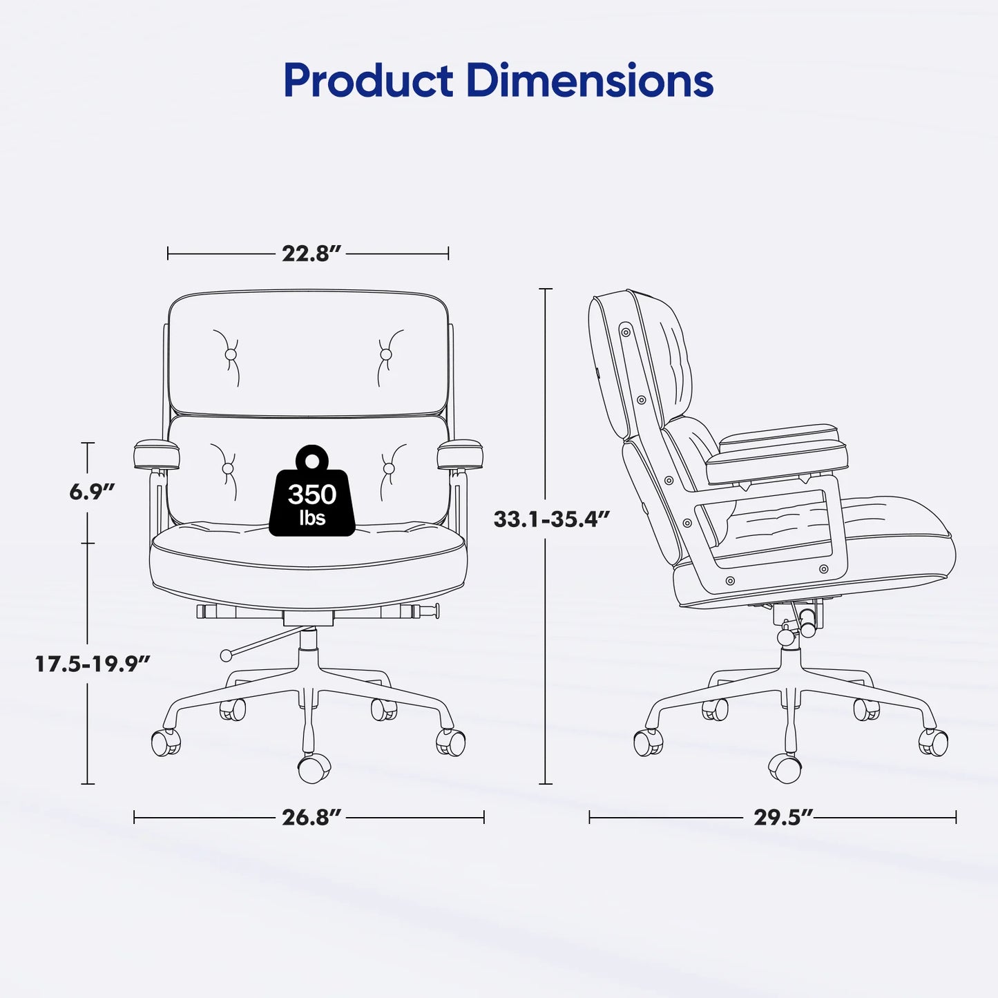 Adjustable Office Chair Genuine Leather Aluminum Alloy Frame Armchair  Swivel Chair for Office Study Living Room