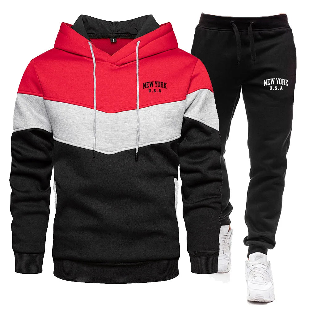 2024 New Men's Autumn/Winter Set New York City Hoodie Pants Casual Sportswear Men's Sportswear Brand Clothing