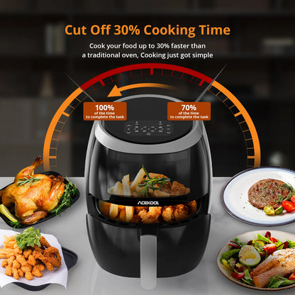 Air Fryer, 8 QT Airfryer Oven with Viewing Window Oilless Cooker with Digital Display 8 Cooking Presets Dishwasher Safe black