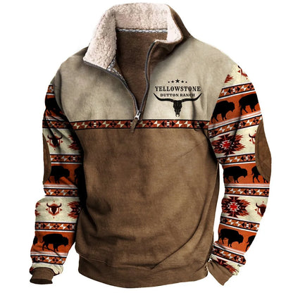 2025 new spring and autumn Men's long sleeve hoodie 3D printed fashion outdoor sports Europe and the United States trend jacket