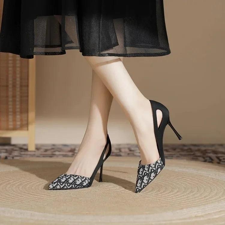 Embroidered Sandals Fashion Pointed Heeled 2024 New Luxury Heeled High Heeled Women's Shoes