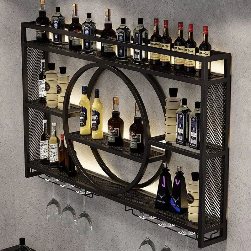 Furniture To Assemble Modern Bar Cabinet Industrial Drinks Luxury Wine Storage Beverage Column Shelf Wall Mounted Showcase Club