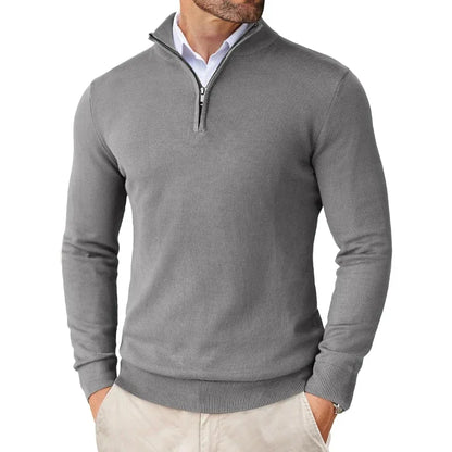 Men's Quarter Zip Up Sport Sweaters Slim Fit Lightweight Outdoor Mock Neck Pullover Sweaters Half Turtleneck Knitted Streetwear