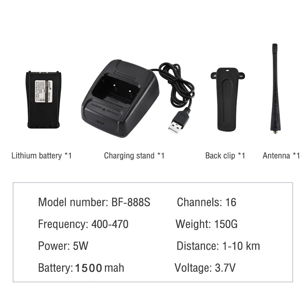 Baofeng BF-888S Walkie Talkie 5W Portable Handheld Walkie-Talkie Transceiver 16 Channel Long Range Two Way Radio For Hunting