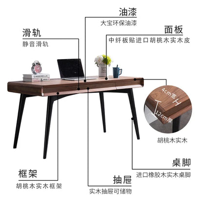 Nordic Simple Solid Wood Office Desk Japanese Writing Drawer Computer Desk Study Designer Workbench Mesa Office Furniture Wall