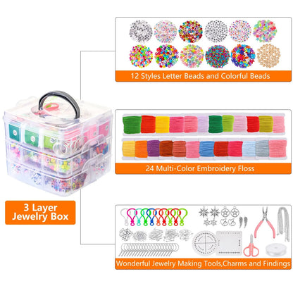 7544pcs DIY Handmade Beaded Children's Toy Creative Loose Spacer Beads Crafts Making Bracelet Necklace Jewelry Kit Girl Toy Gift