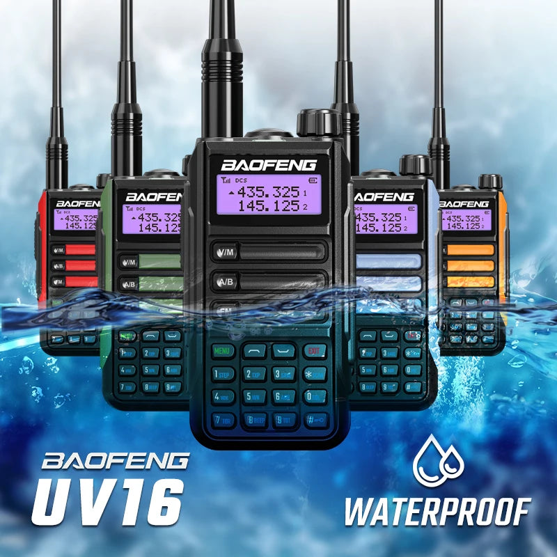 BaoFeng UV16 Walkie-Talkie Tri Band Professional Hunting Ham Waterproof Long Range Type-C Charger VHF UHF Two Way Portable Radio