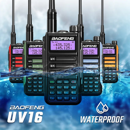 BaoFeng UV16 Walkie-Talkie Tri Band Professional Hunting Ham Waterproof Long Range Type-C Charger VHF UHF Two Way Portable Radio