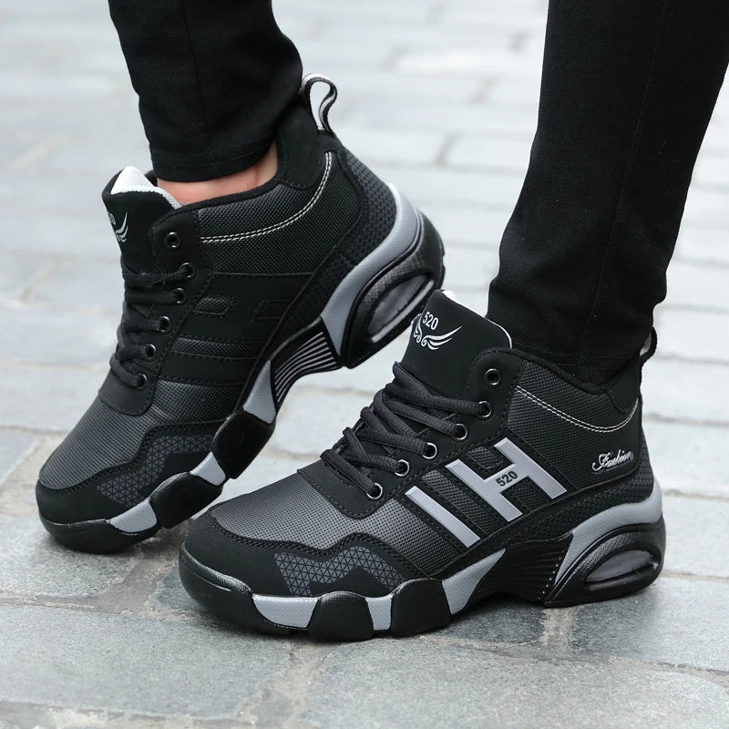 Winter PU Leather Boots Men Sneakers Waterproof Warm Trekking Work Casual Shoes Man Autumn Anti-slip High-top Hiking Sports