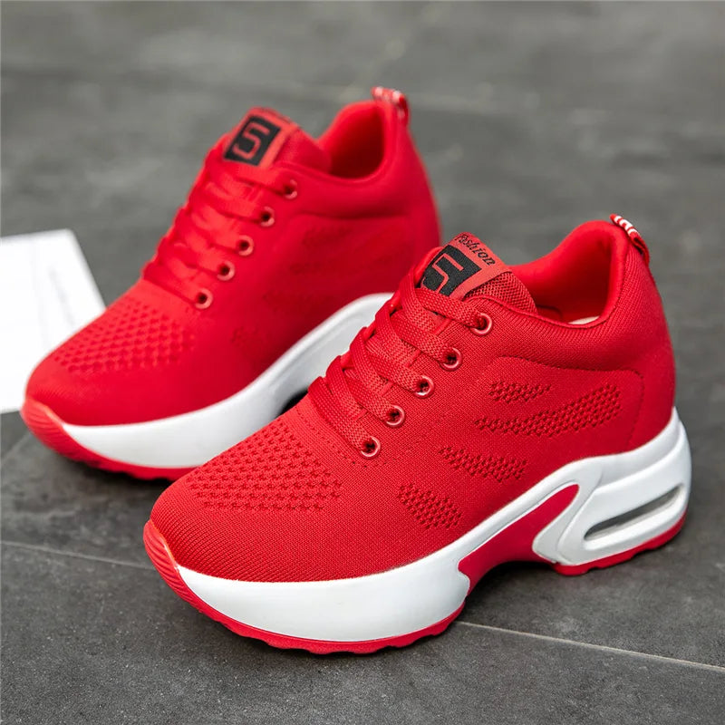 Women's Platform Mesh Breathable Sneakers Womens Spring New Casual Wedge Basket Shoes Tennis Female Thick Woman Summer Trainers