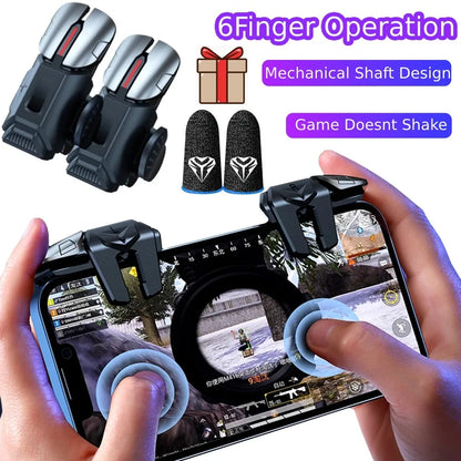 G21 Mobile Phone Game Trigger Gamepad Joystick 6-Finger Aim Shooting L1 R1 Key Button Game Fingertips For PUBG Game Controller