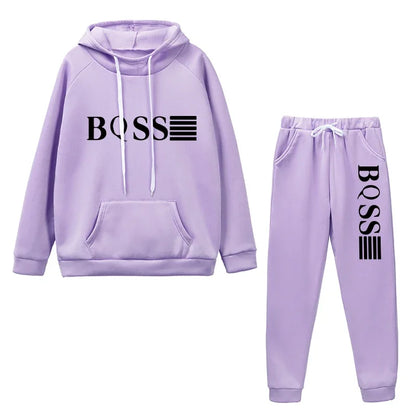 New Womens Tracksuit Printing Hooded Sweatshirt Suit High Quality Casual Jogging Outfits Clothing Pullover Lady Sport Pant Sets