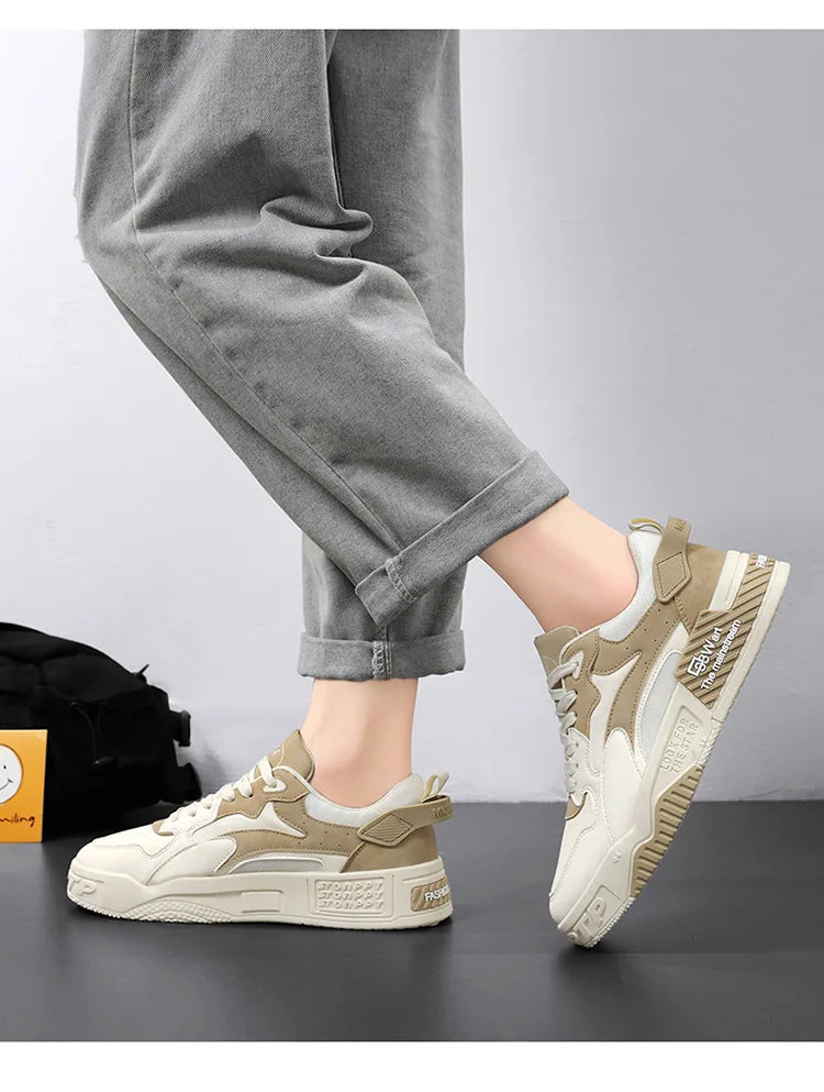 New Autumn Men's Sneakers Men's Comfortable Platform Shoes 2023 Trend Lace-up Vulcanized Shoes White Casual Sneakers Zapatillas