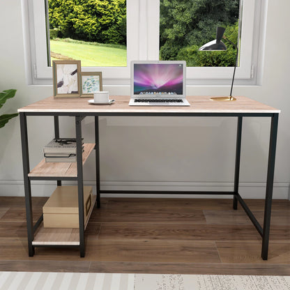 EU PC Office Table with Bookshelf Computer Desk Workstation Study Writing Desk Home Corner Gaming Table Office Furniture