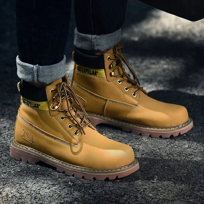 Mens Genuine Leather Sneakers Winter Ankle Women Military Treking Snow Yellow Designer Tactical Boots Outdoor for Men Work Shoes