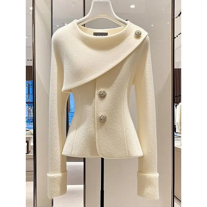 Women's Chic Jacket Overcoat Fashion Sweet Slim Single Breasted Casual Professional Coat Outwear Tops 2025 Spring Autumn