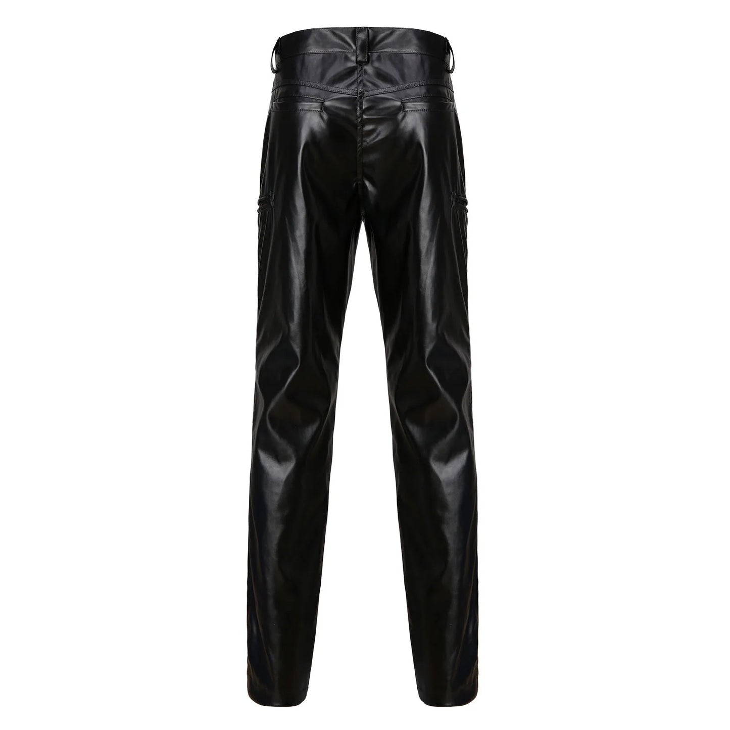 Fashion New Men Latex Stretchy Leather Pants Slim Clothing PU Leather Skinny Pants Wet Look Tights Pants Streetwear Trousers