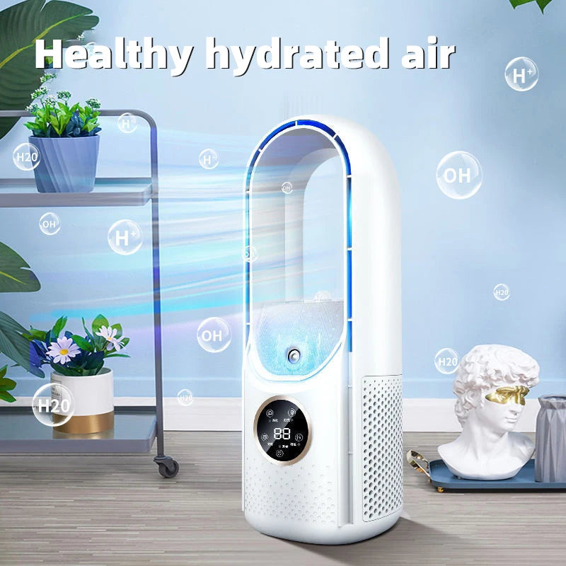 Portable Air Conditioner Fan with Timing Humidification, Mini Air Cooler, Desk Air Conditioning Fan, 6 Speeds, Bladeless, 3 in 1