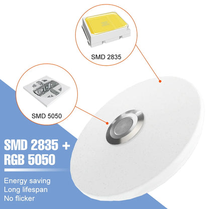 LED Smart Ceiling Light Changeable RGB Lamp Bedroom Night Light Bluetooth Control Dimmable Hanging Lamps For Ceiling Chandelier